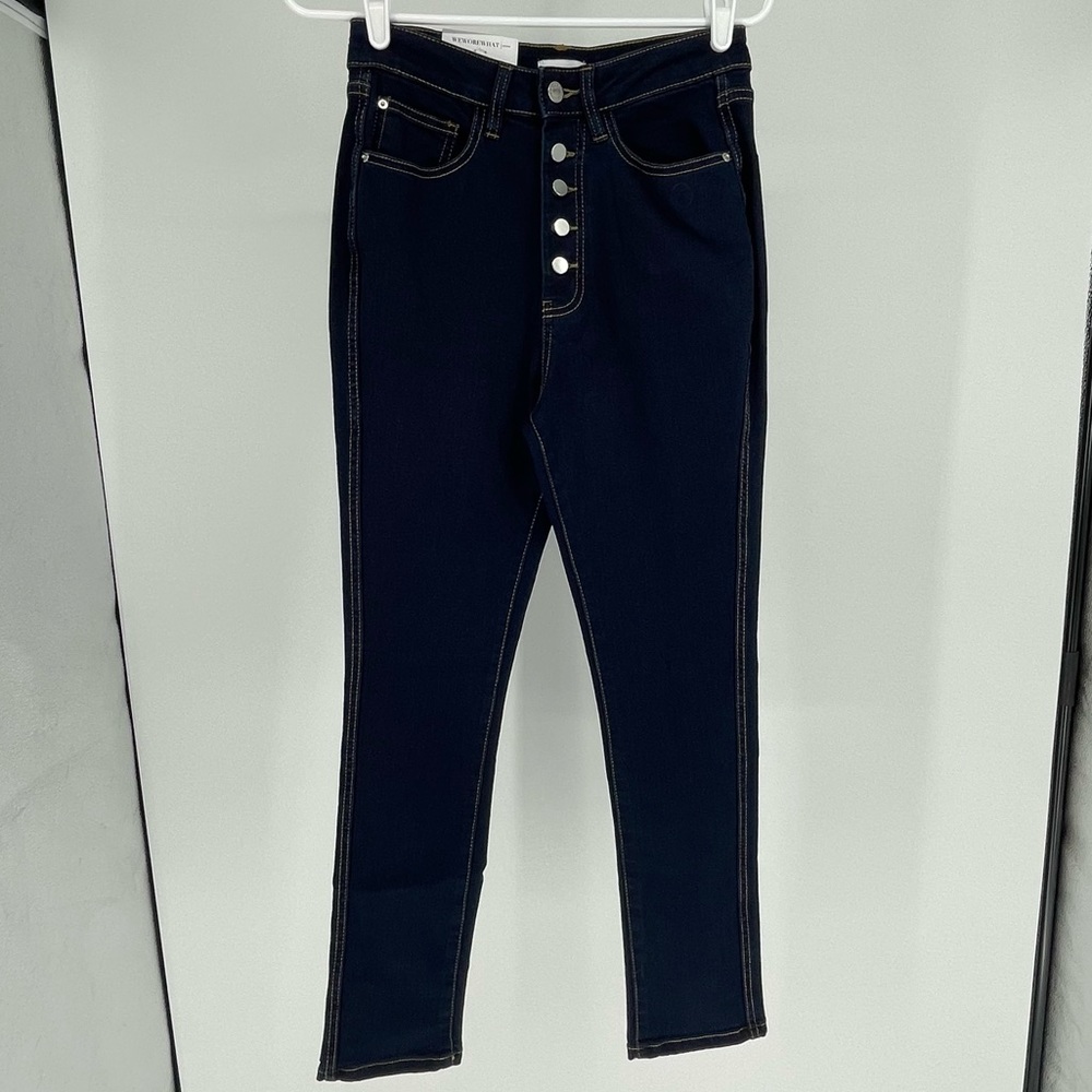 WE WORE WHAT NWT THE DANIELLE JEAN HIGH RISE VINTAGE STRAIGHT LEG DARK WASH 25 - Picture 3 of 10